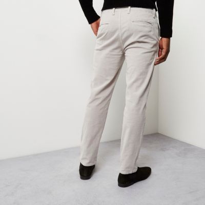 Stone slim fit corduroy chino trousers